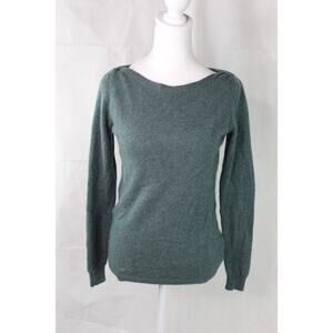 Tahari Pure Luxe 100% cashmere sweater pullover boatneck dark green small